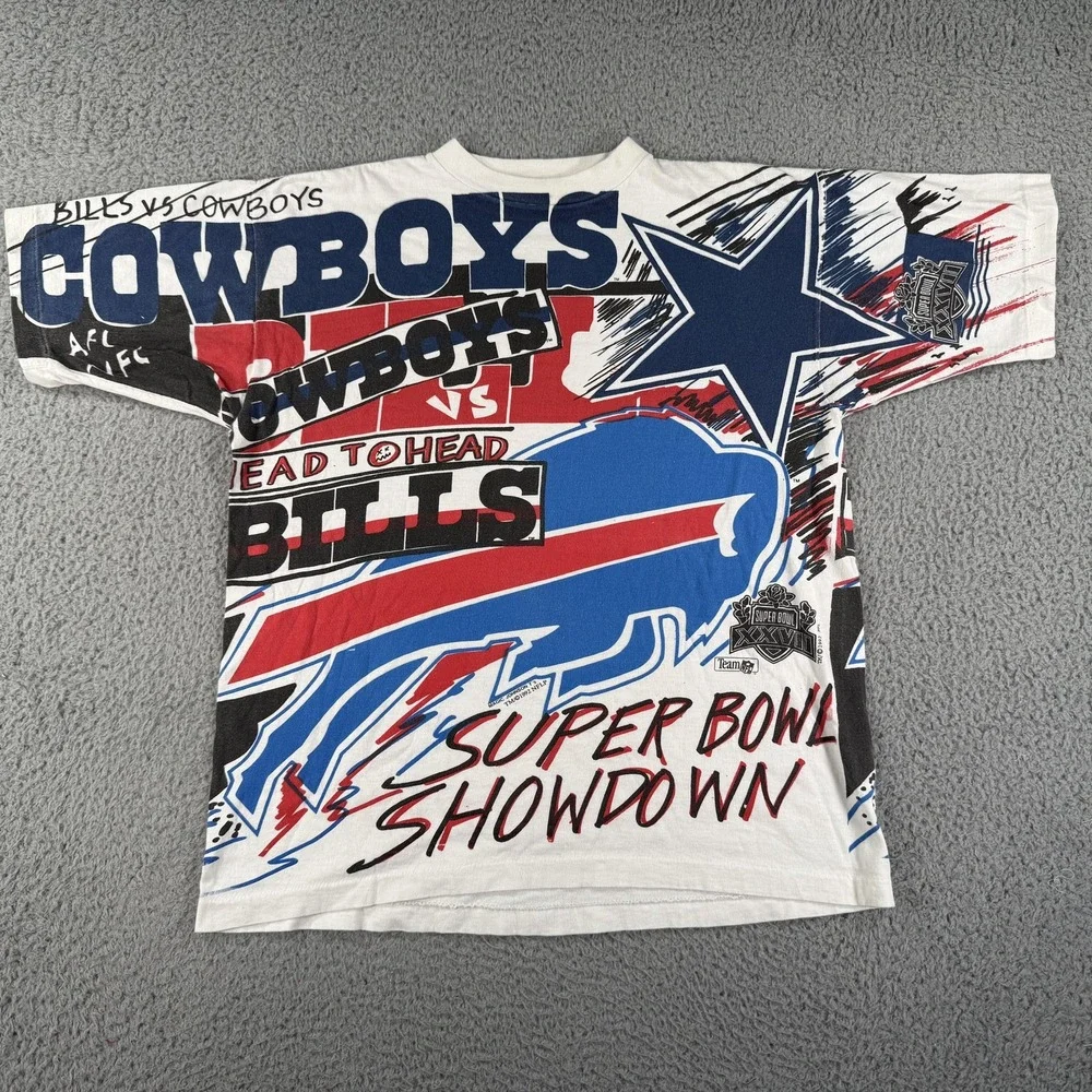 Vintage Dallas Cowboys Buffalo Bills Shirt Mens XL Magic Johnson Super‎ Bowl 90s